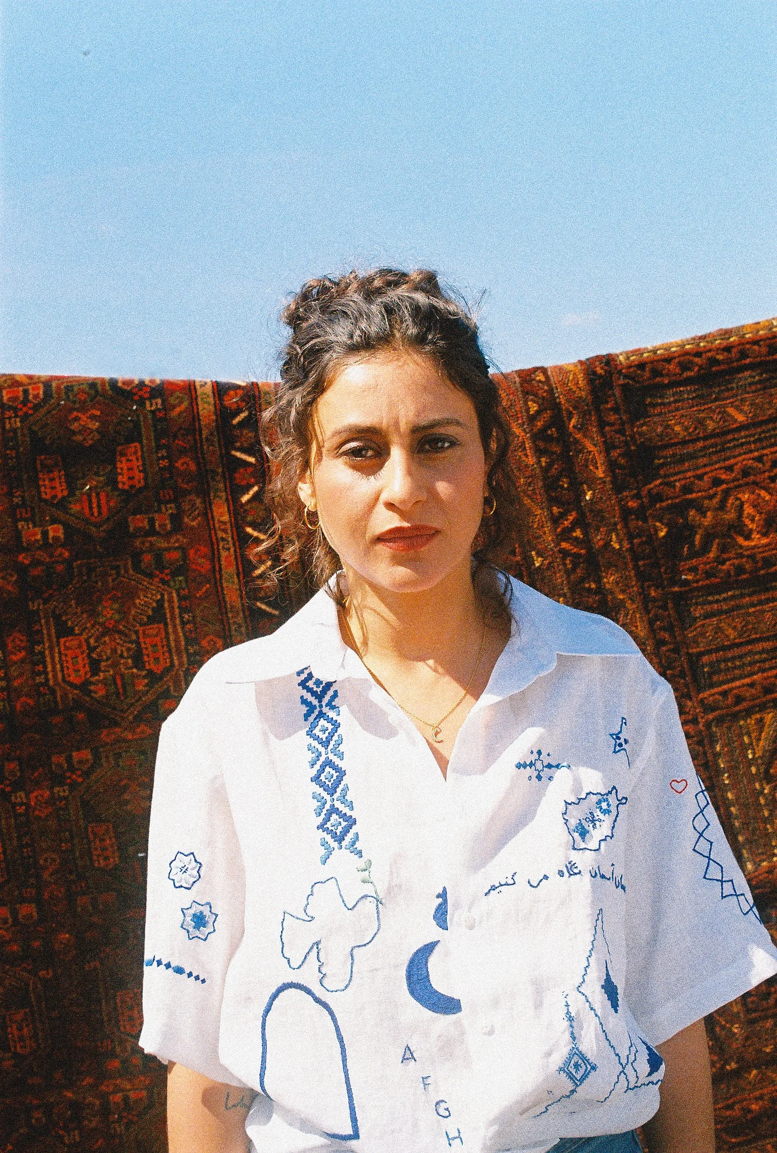 HOPEFUL - Hand-Embroidered Linen Shirt - Short Sleeves — Artijaan